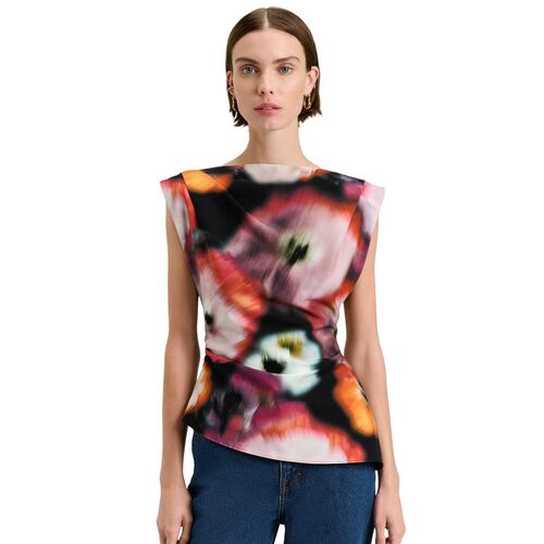 Veronika Maine Blur Floral Asymmetric Top